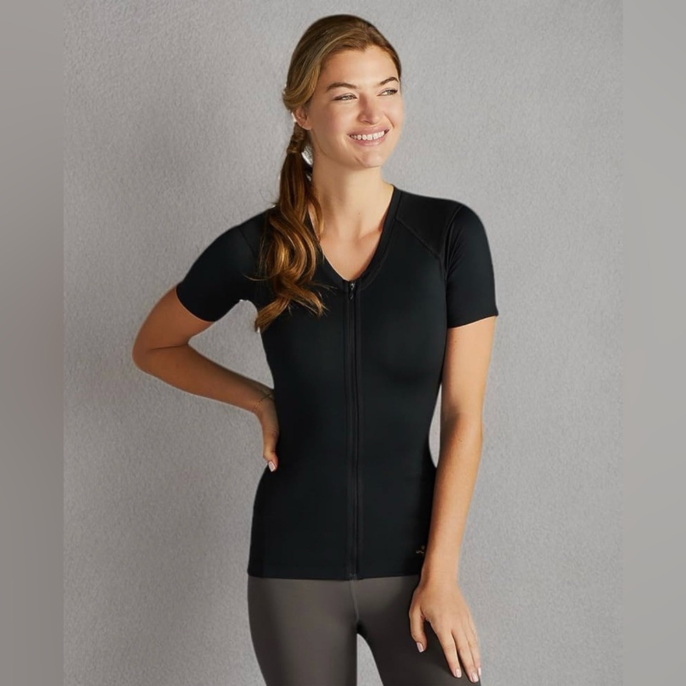 Tommie Copper Compression Shirt Zipper Posture Corrector Back Shoulder Support